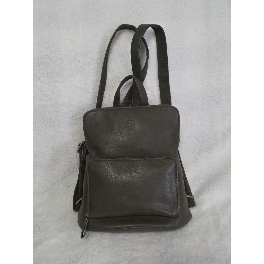 Joy Susan Julia Mini Backpack Purse Dark Olive Green Colored Vegan Leather
